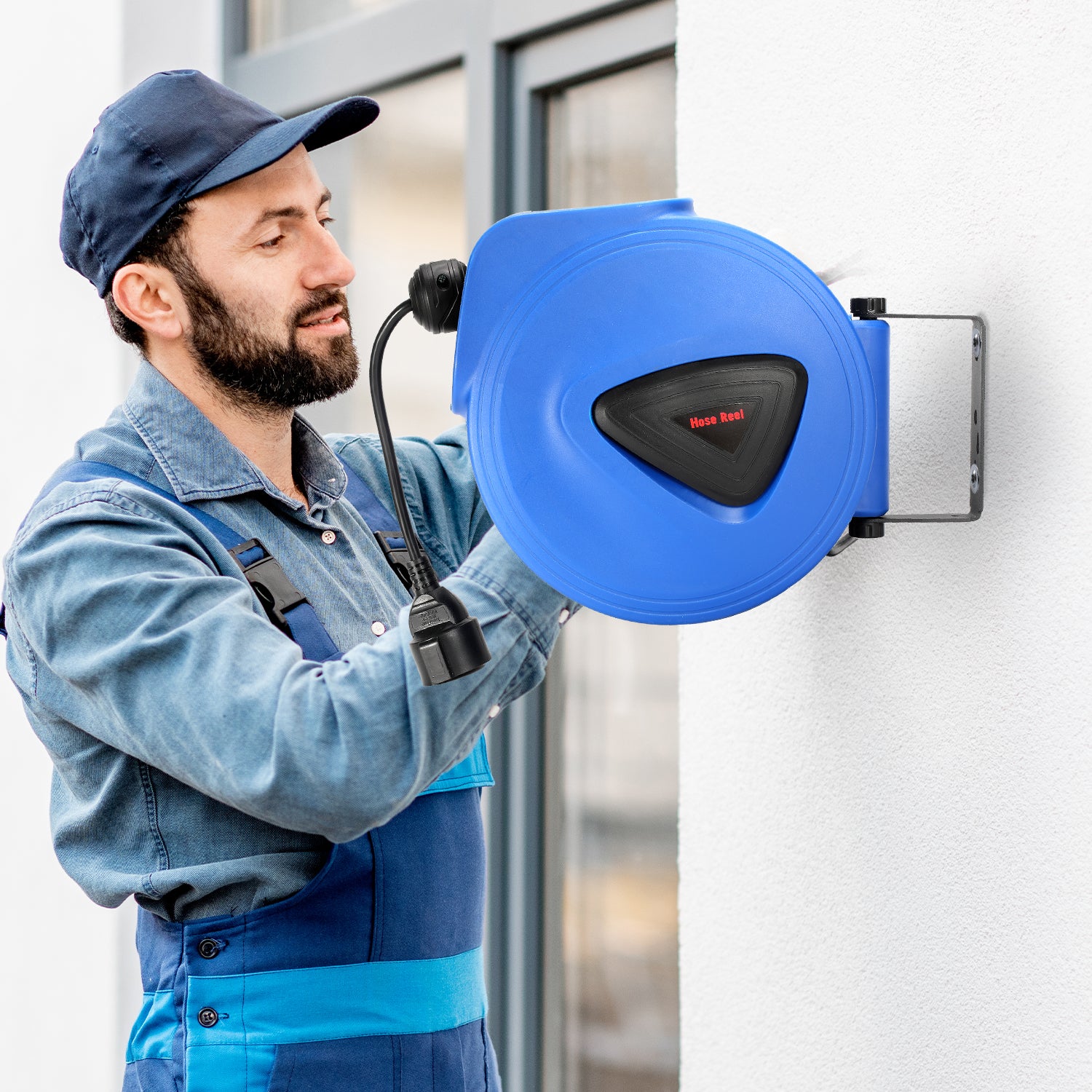 enrouleur electrique automatique enrouleur electrique mural 20 m boîtier plastique cordon 1,5m pivotable 180° - 8