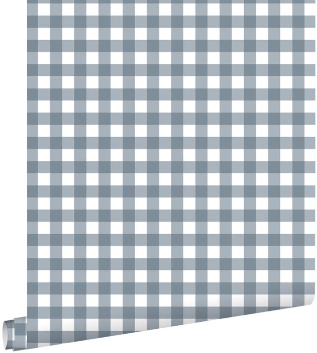 Papel de parede motivo axadrezado azul - 50 x 900 cm - ESTAhome