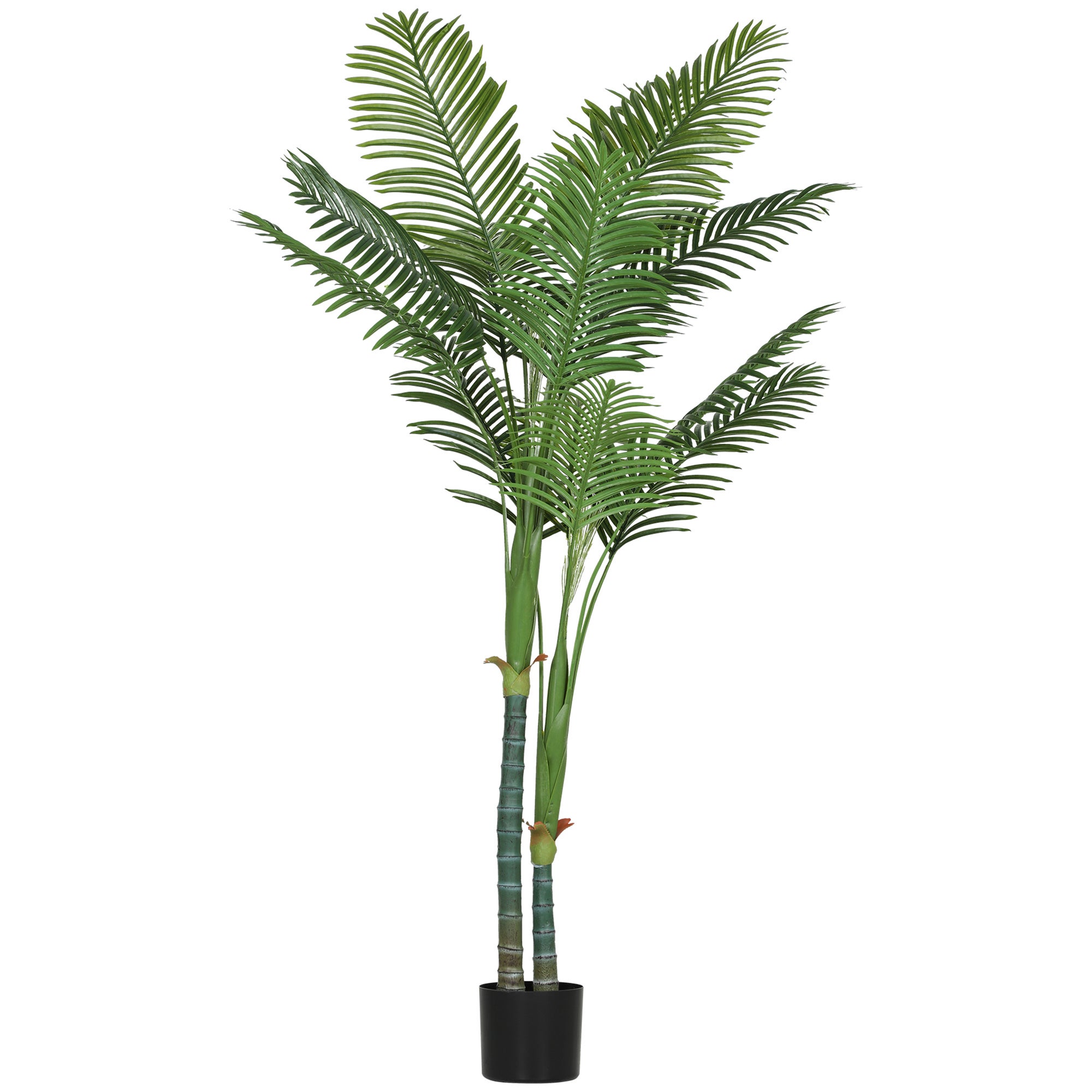 Palmier Areca Artificiel 180 Cm HOMCOM - Plante D'intérieur Fausse Avec Pot, Feuilles En PE