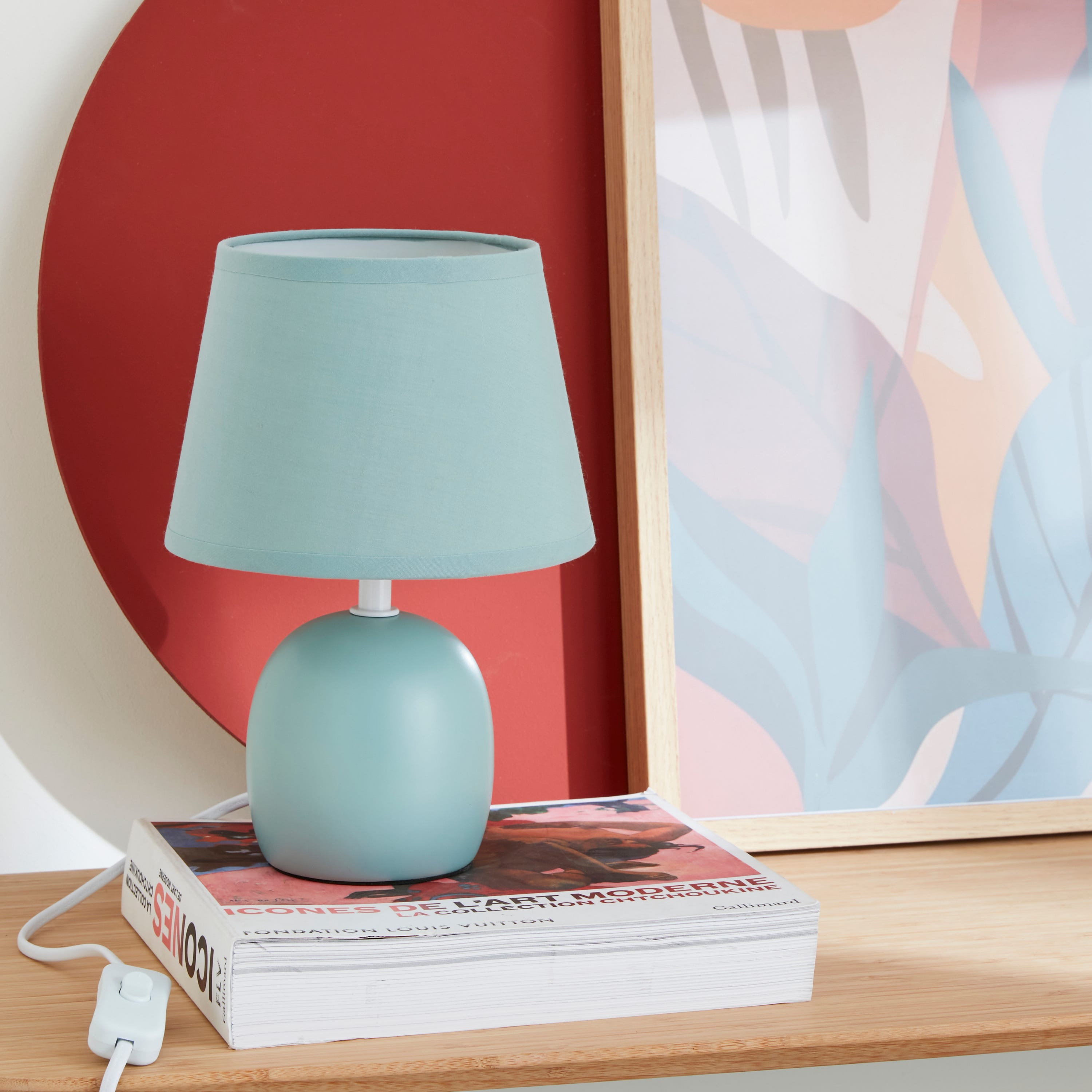 Lampă de masă Poki INSPIRE, ceramică verde și abajur verde, E14
