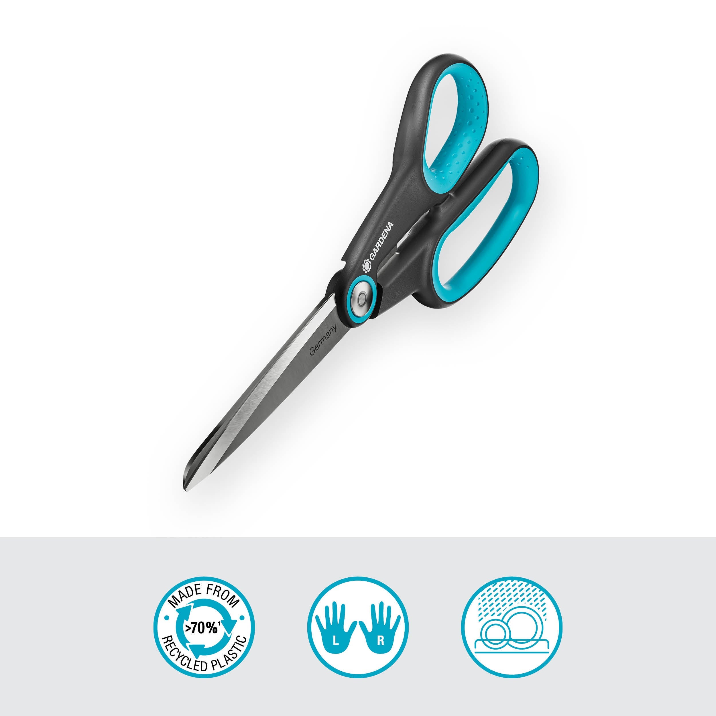 Gardena MultiCut - Ciseaux Universels Tout-en-Un, Lames Inox Précises, Poignées Ergonomiques 70% Recyclé, Pour Maison Jardin Loisirs, Fabriqué En Allemagne Garantie 25 Ans