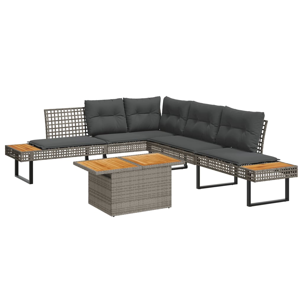 Zestaw Mebli Ogrodowych Szary Technorattan Komplet Wypoczynkowy Na Ogród Taras Balkon Do Restauracji
