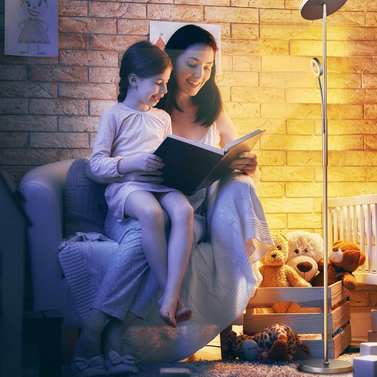 35W Lampadaire LED Dimmable Nickel,4120LM Lampadaires sur pied Salon avec Télécommande & Contrôle tactile,3000-6000K,1H Timer,pour Chambre Bureau - 7