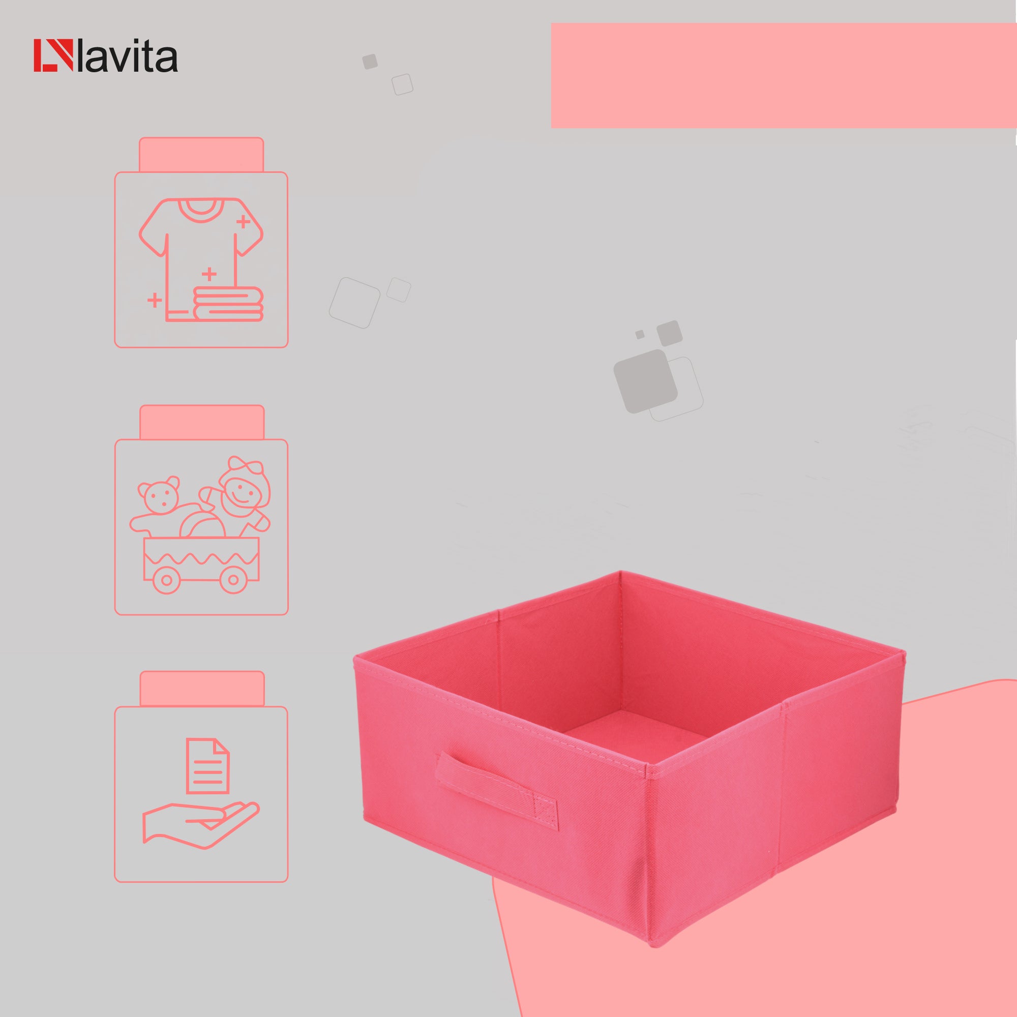 Boîte en carton Boîte textile 31x31x15 rose foncé – dark pink 31x31x15 - 4