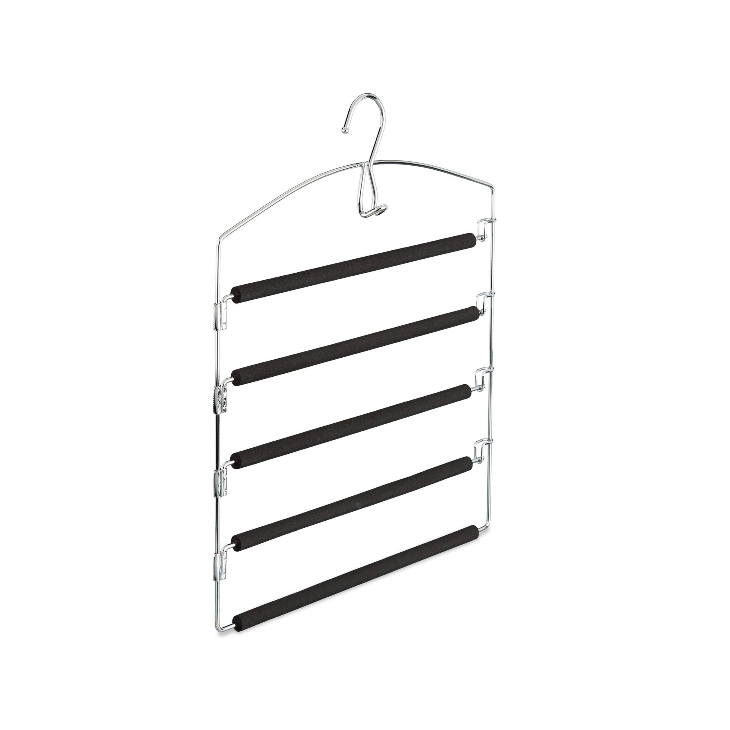 2 x cintres gain de place pour pantalons et vêtements, métal, rembourrés, 44,5 x 37 x 2,7 cm, argent/noir, relaxdays - 8