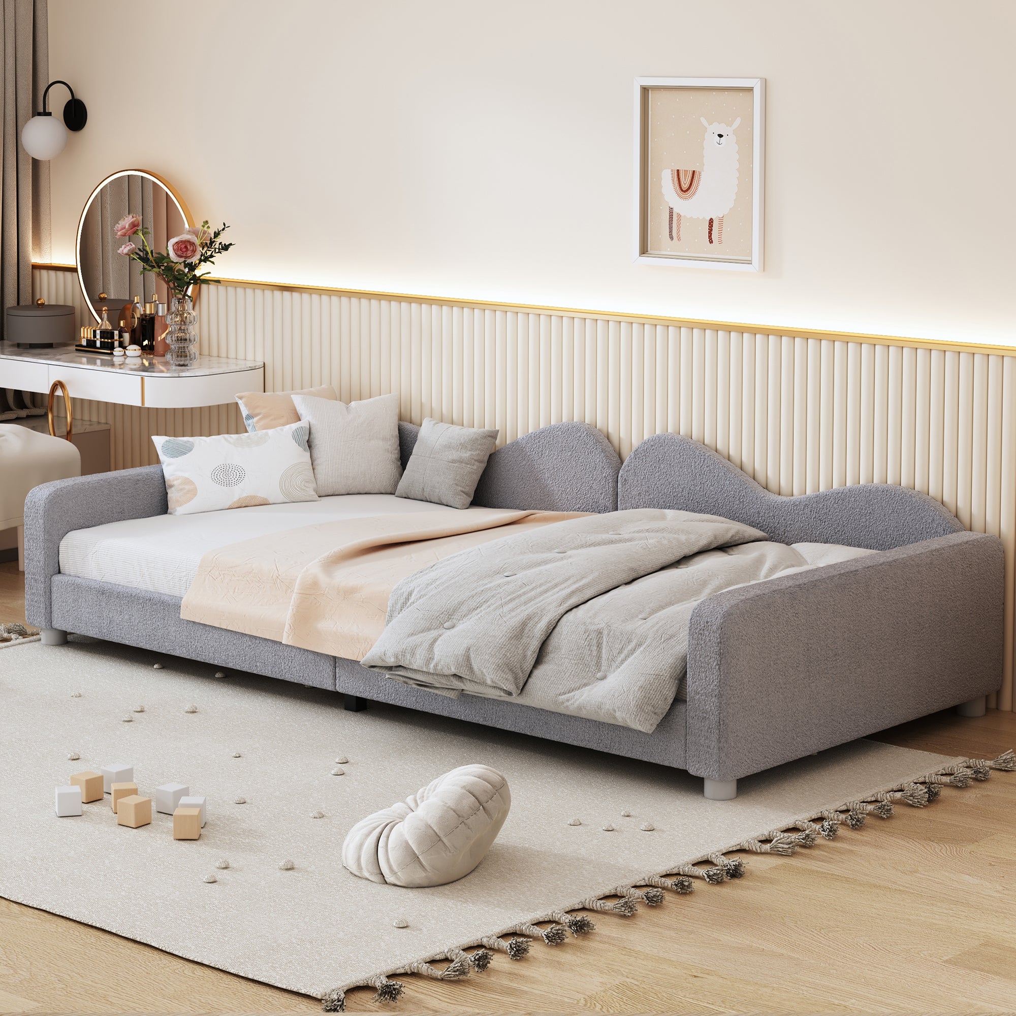 Lit Enfant Teddy VitaliSpa 90x200 Cm - Lit Aire De Jeux Avec Tour - Blanc - Neuf
