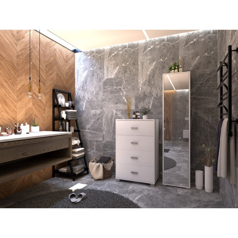 Sarmog Meuble colonne avec porte miroir 43x29x190 cm Blanc flammé Collection Quadrant - 8