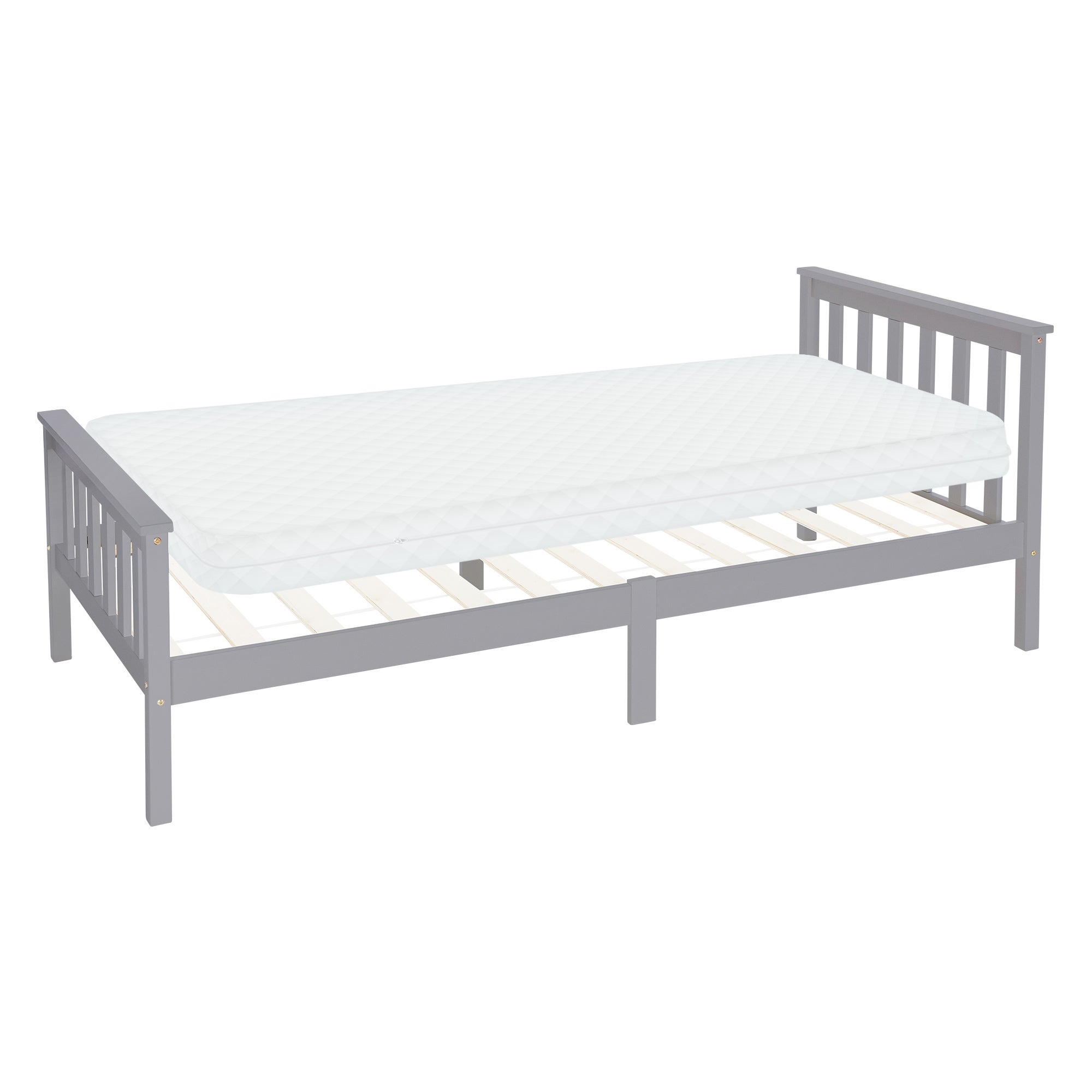 Lit Enfant 90x200 Cm En Pin Massif – Avec Sommier à Lattes Et Matelas Inclus