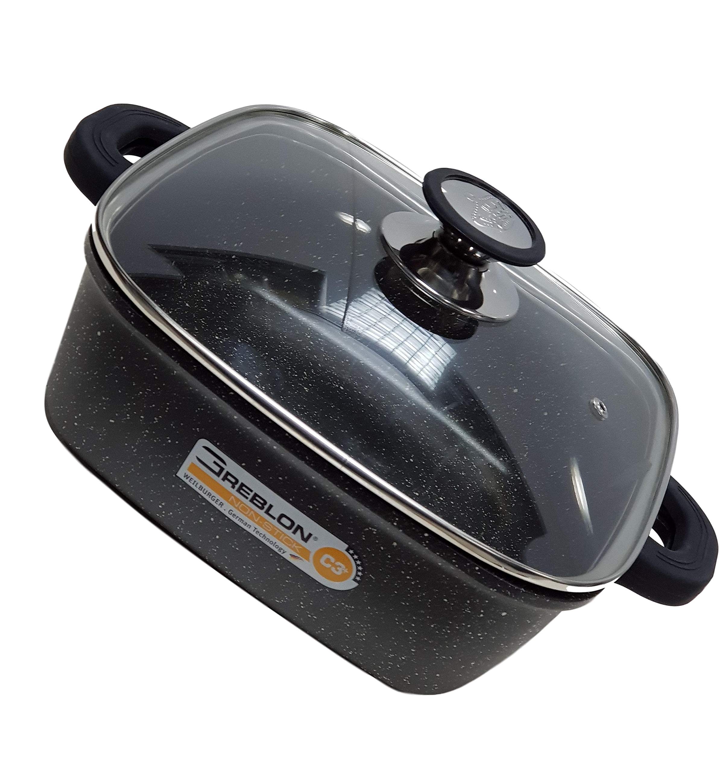 Casseruola Quadrata Cflagrant 24x24 Cm - Rivestimento Greblon C3, Per Tutti I Fuochi Incluso Induzione, Con Coperchio In Vetro
