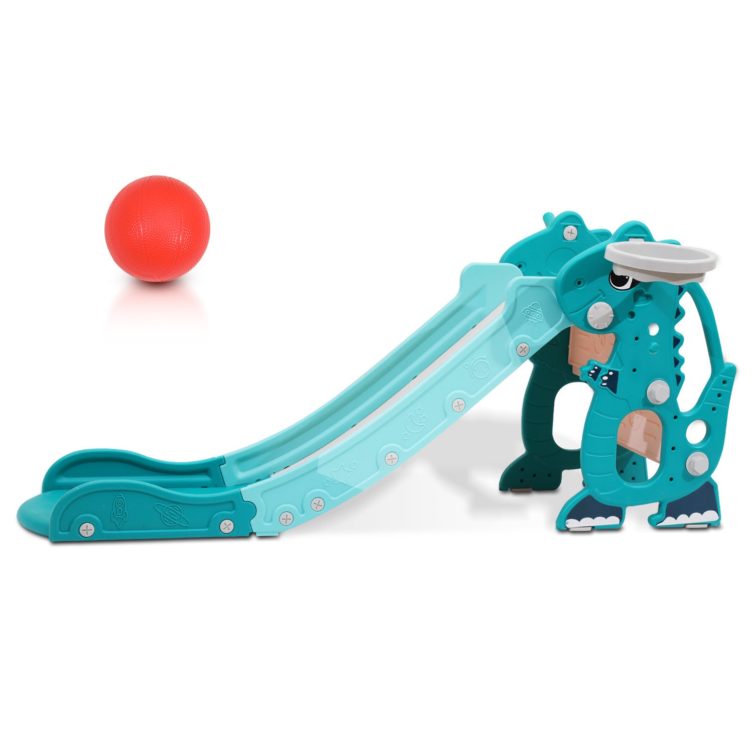 XJD Toboggan pour Enfants à partir de 1 an avec Panier de Basket et Toboggan Aquatique pour Enfants à partir de 1 an Bleu