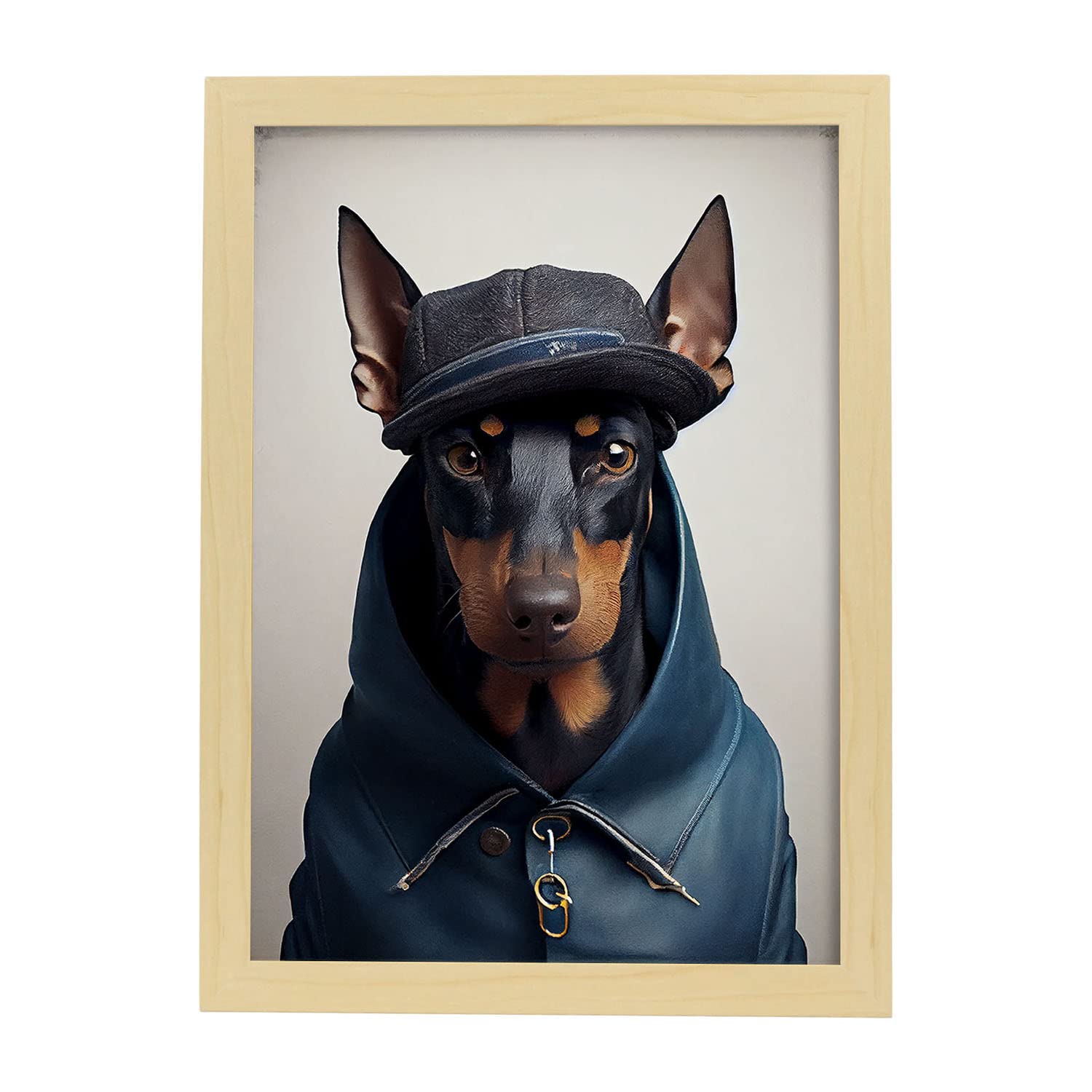 Nacnic poster de doberman pinscher en estilo de fotografía a todo color divertidas ilustraciones de animales con ropa humana a3 marcos madera