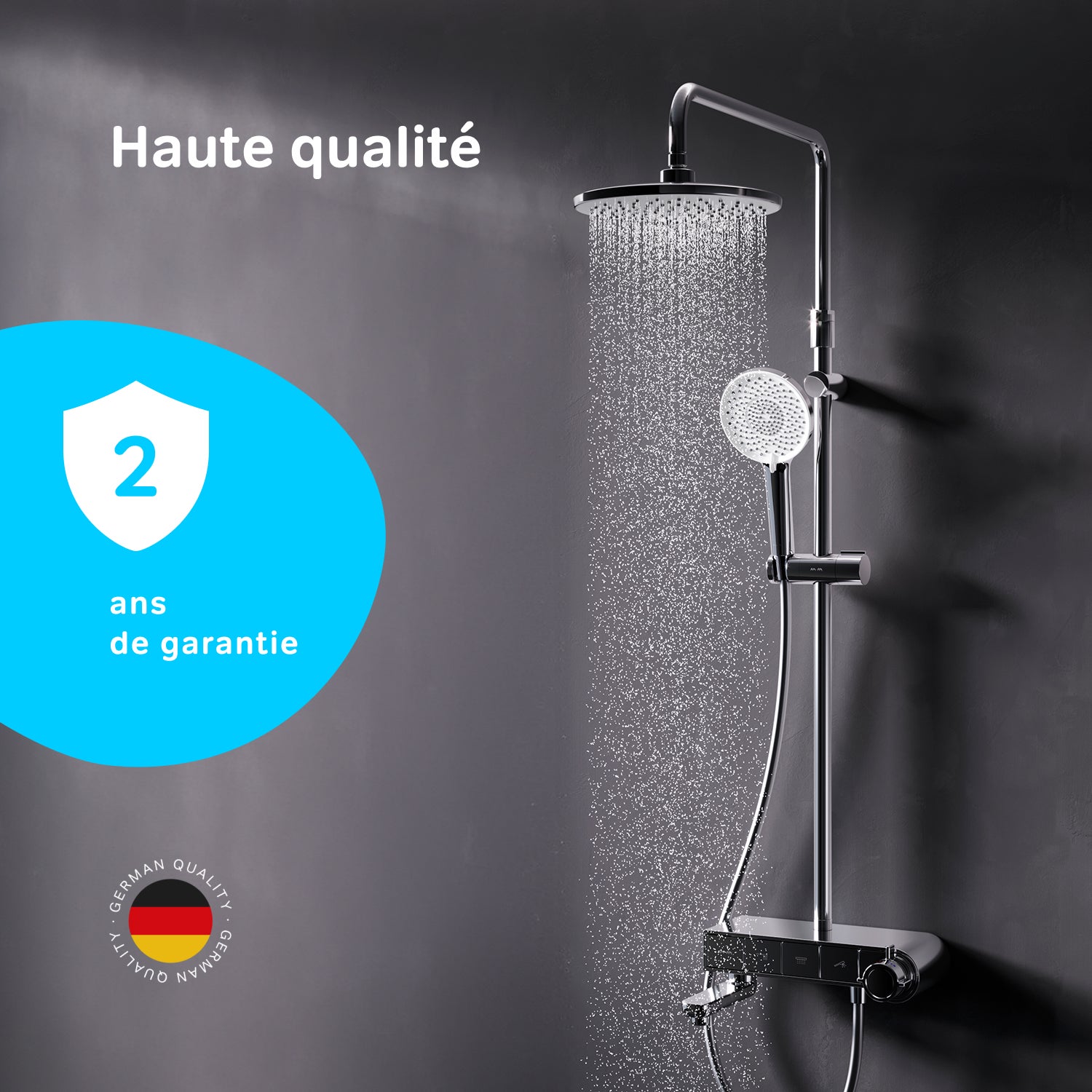 Colonne de douche et bain baignoire thermostatique Système de douche avec mitigeur thermostatique Chrome, F07XB300 X-Joy S AM.PM - 2