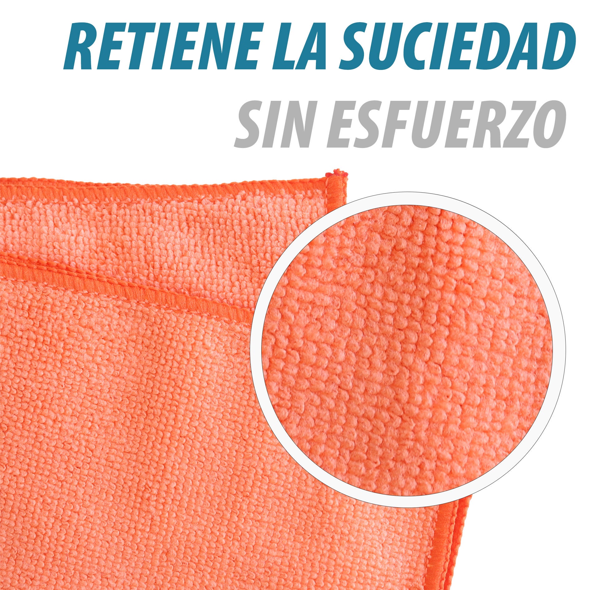MAYA Bayeta Terry 200G. Limpieza Eficaz y Sin Marcas. 100% Microfibra. Para Todo Tipo de Superficies. Pack de 5 unidades (Naranja) - 3