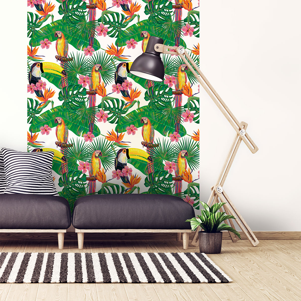 Vinilo tapiz tropical bogota - adhesivo de pared - revestimiento sticker mural decorativo - 50x50cm