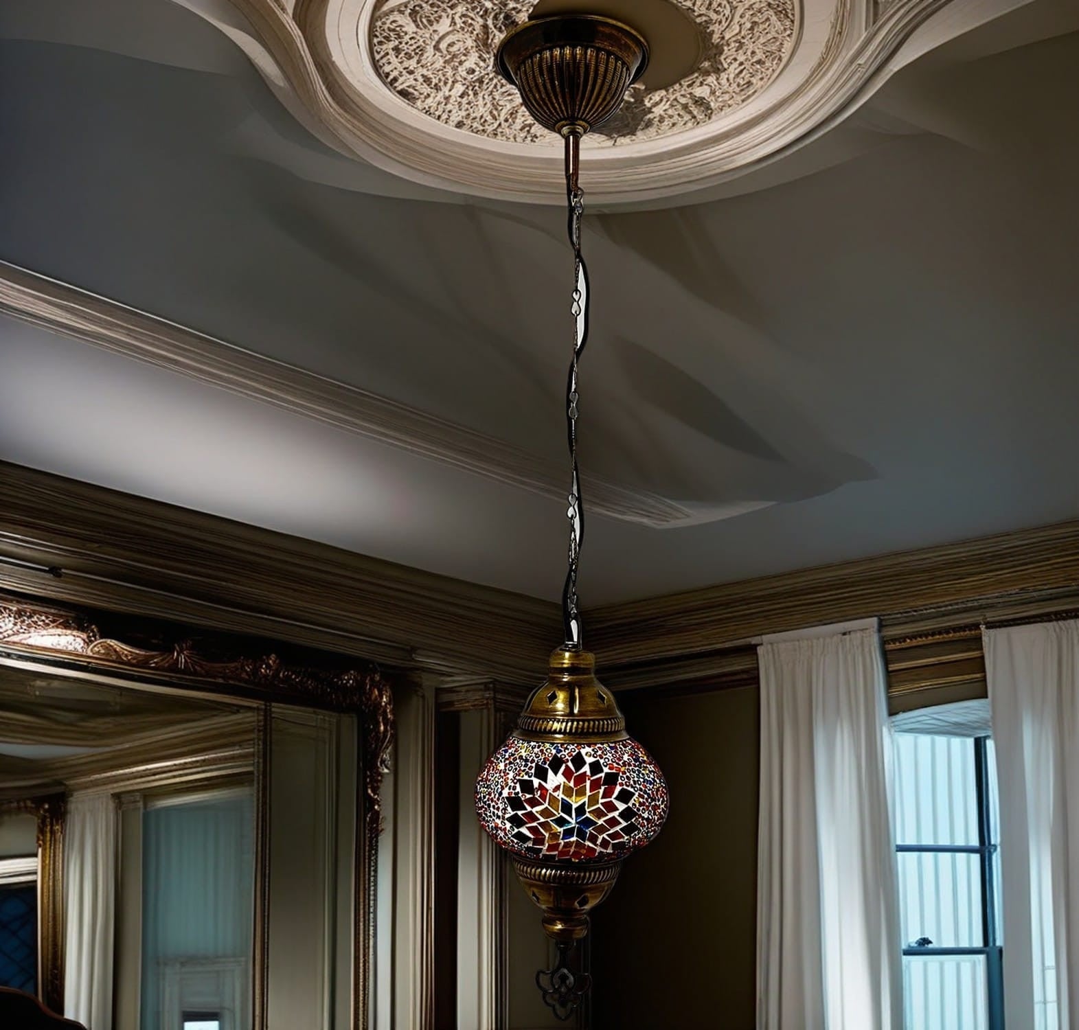 Lampadario Marocchino Artigianale In Paglia - Sospensione Etnica In Rattan E Vimini, Illuminazione Naturale Per Salotto
