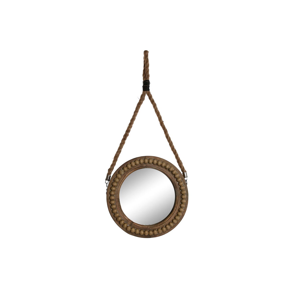 Espejo de pared home esprit marrón madera cuerda colonial bolas 28 x 4 x 61 cm