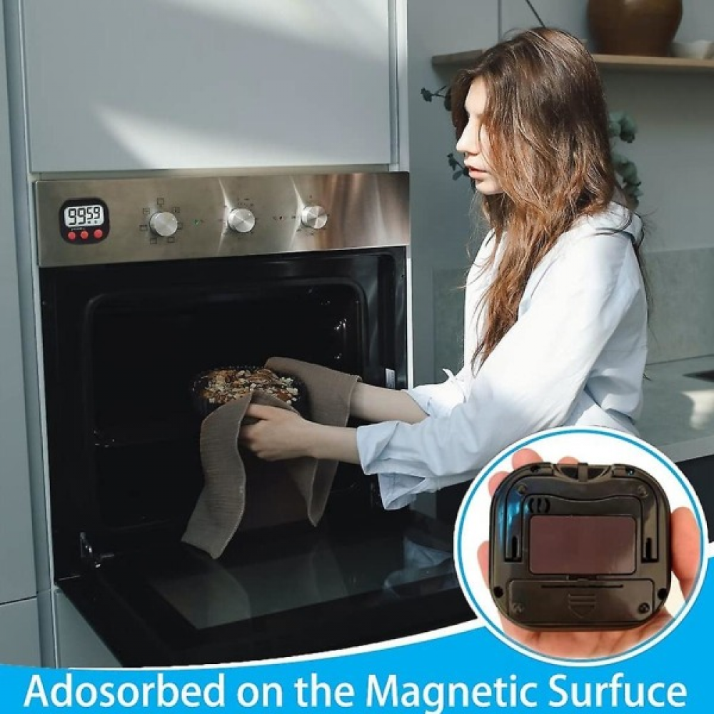 Timer da cucina, timer digitale con visione, orologio magnetico, cronometro, timer per il conto alla rovescia, display LCD - 3