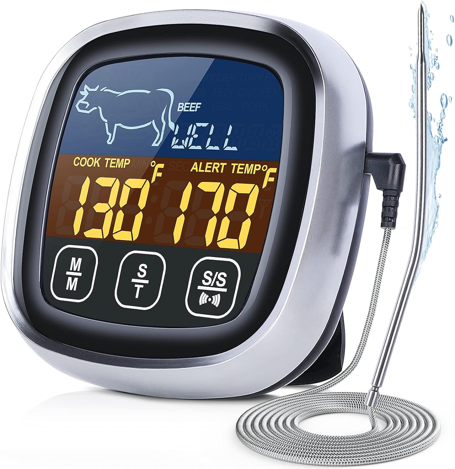 Termometro Per Carne - Termometro Da Cucina A Sonda Lunga - Display LCD Termometro Da Cucina Per Cucina Griglia Barbecue Alimenti Classe Energetica A 90463675