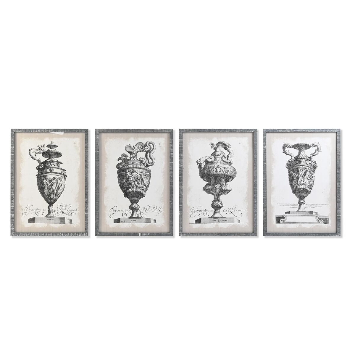 Cuadro dkd home decor jarrón 50 x 2 x 70 cm neoclásico (4 piezas)