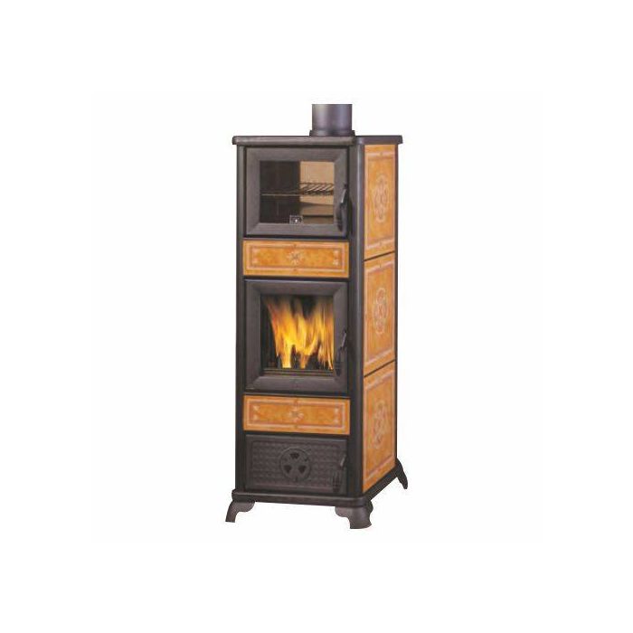 Piec na drewno Italiana Camini z piekarnikiem model Dafne - Cuoio
