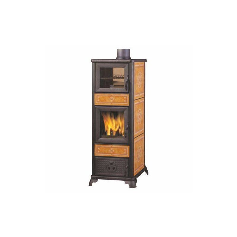 Piec na drewno Italiana Camini z piekarnikiem model Dafne - Cuoio