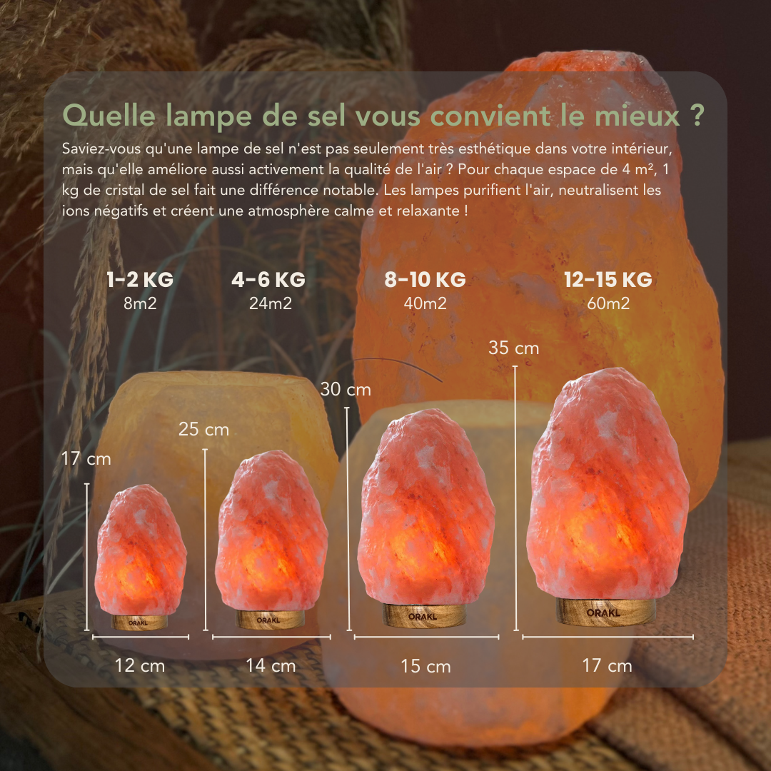 Orakl® - Lampe à sel de l'Himalaya Core - 2-4 KG - Avec variateur - 100% sel de l'Himalaya - Lampe à sel rouge - Lampe cristal de sel - 6