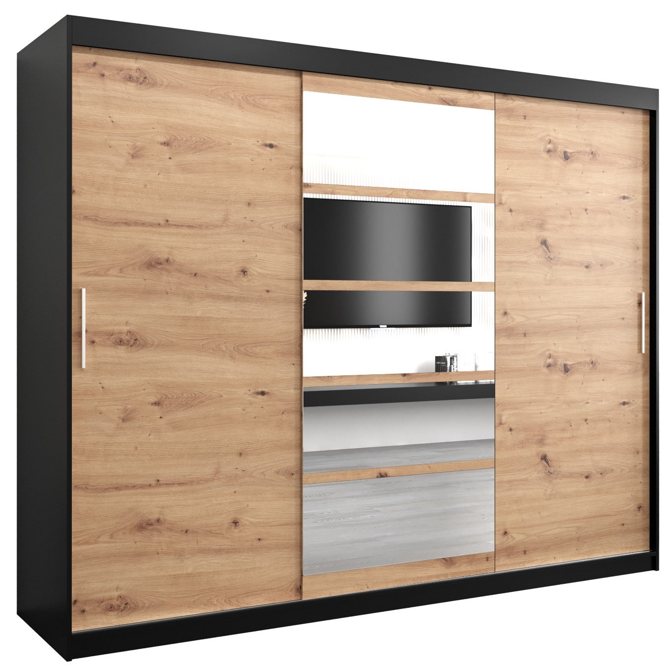 Szafa przesuwna garderoba ROMA 1 250 x 62 x 200 cm Czarny + Artisan - Abiks Meble