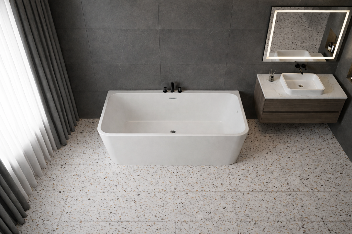 Baignoire îlot avec vidage – 170 x 75 cm – Blanc brillant – MIRABELLE - 6