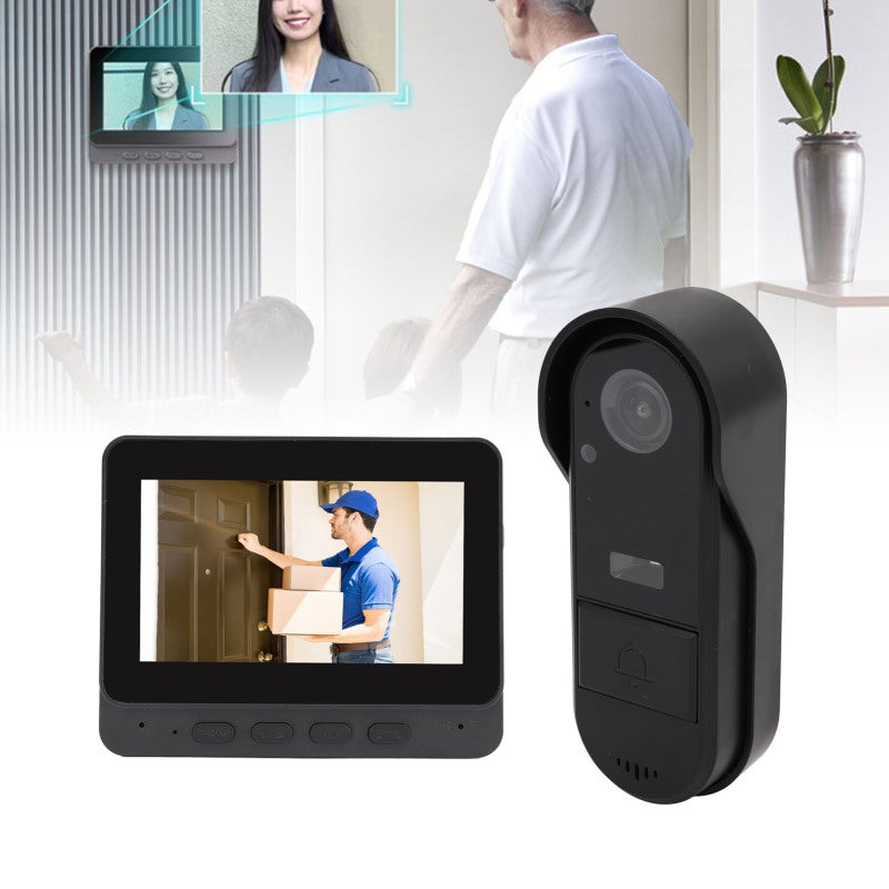 Visiophone sans fil 1080p 8 MP avec écran 4,3 pouces, caméra grand angle 170°, vision nocturne, audio bidirectionnel et IP66 - 6