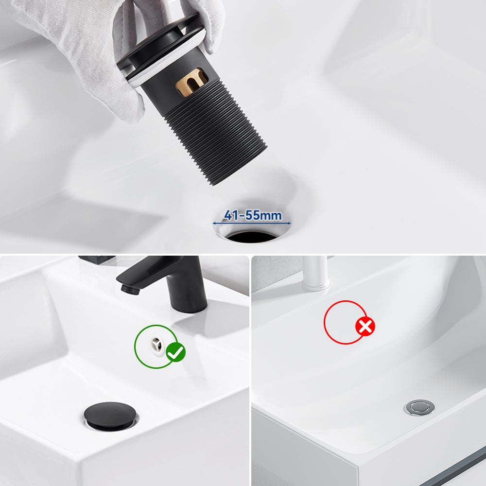 Auralum max Bonde Lavabo Pop Up Avec Trop Plein,Bouchon Vidange avec Panier à Crépine,Bonde Vidage en Laiton/Inox pour Lavabo de Salle Bain ,Noir - 2