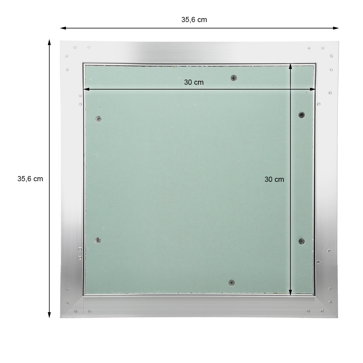 Trappe de visite 300x300 mm aluminium/vert plaque de plâtre imprégnée charnière de porte à droite/à gauche ouverture et fermeture par bouton-poussoir - 6