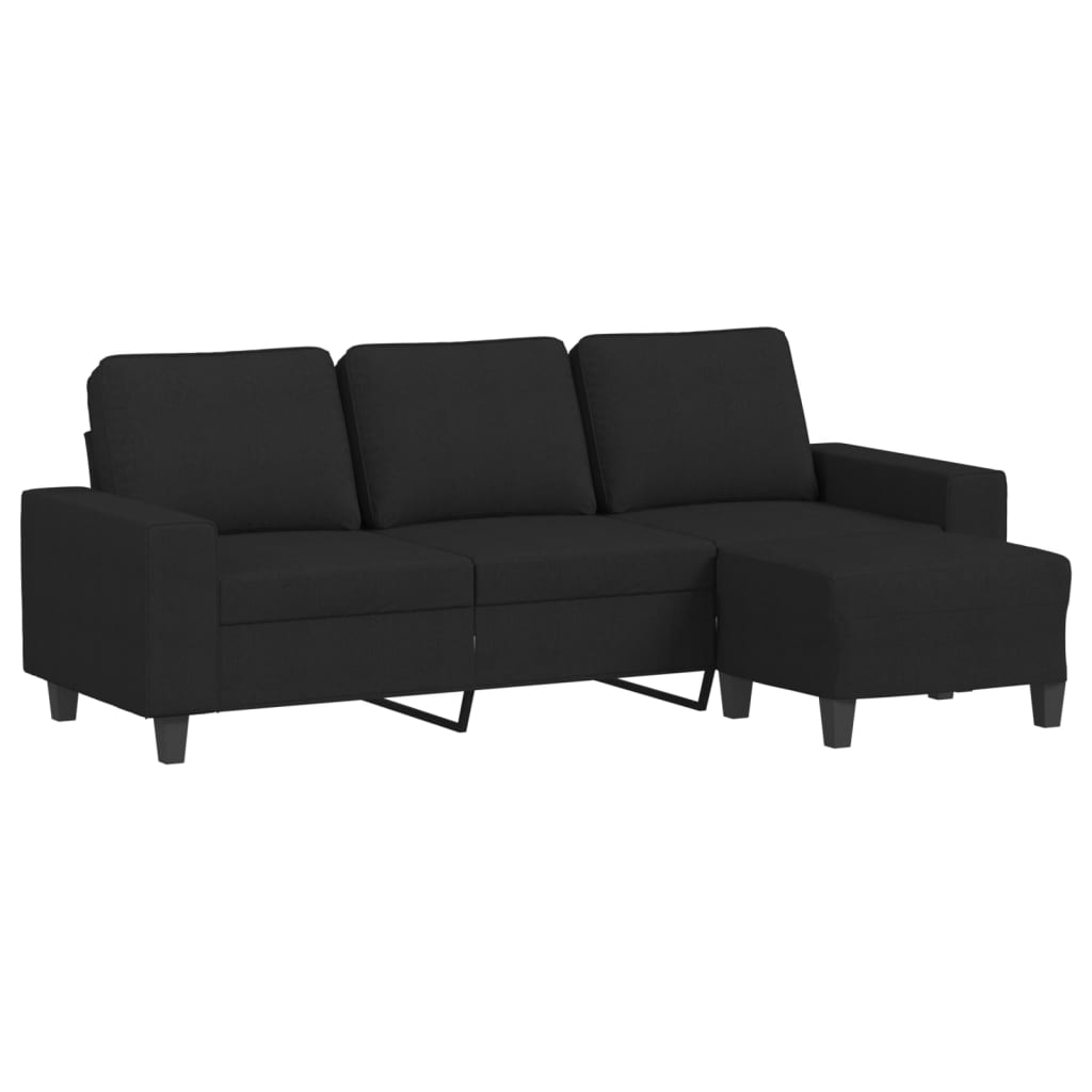 Sofá de 3 plazas | sofá de salón | sofá de descanso con taburete de tela negro 180 cm cfw78460