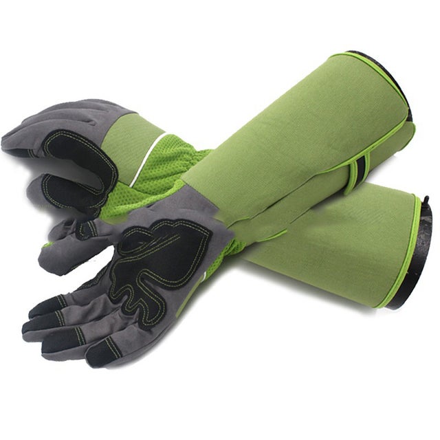 Guantes de jardinería, guantes de espinas rosas, guantes de espinas extralargos, verdes