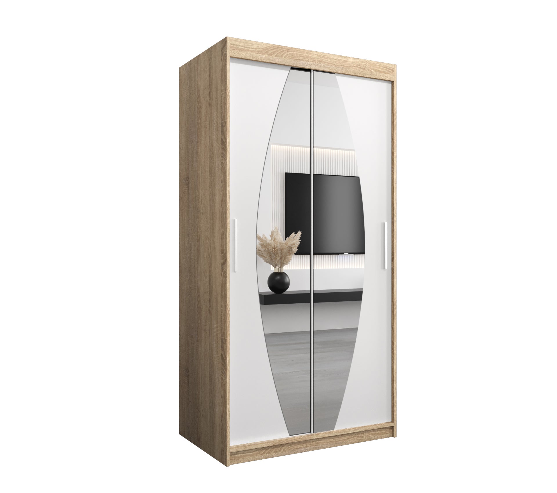 Szafa przesuwna garderoba ELYPSE 100 x 62 x 200 cm Sonoma + Biały - Abiks Meble