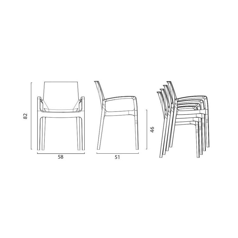 Chaise avec accoudoirs polypropylène Lou Blanc - 4