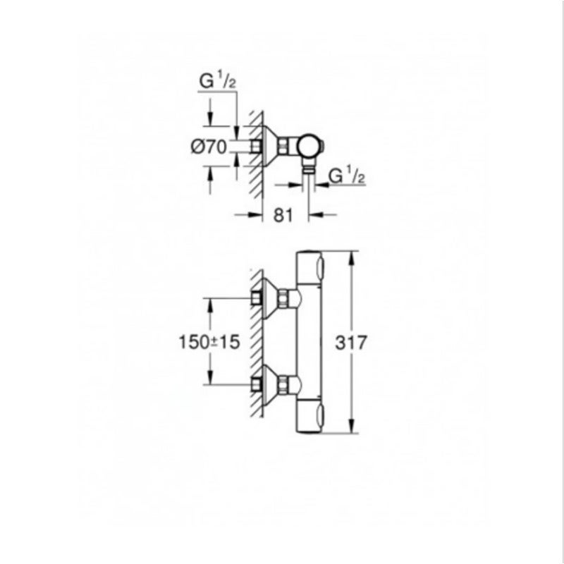 Set Mitigeur Thermostatique de Douche + Ensemble de douche complet 3 jets EUPHORIA 110 (34840000-EUPHORIA3) - 4