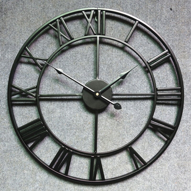 Horloge créative rétro en métal fer horloge murale romaine salon décoration horloge murale (50 cm) - 4