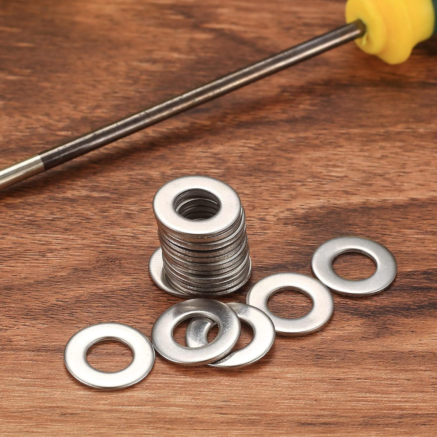 Zestaw 380 podkładek ze stali nierdzewnej, płaskie podkładki zabezpieczające metalowe, 9 rozmiarów, M2 M2,5 M3 M4 M5 M6 M8 M10 M12