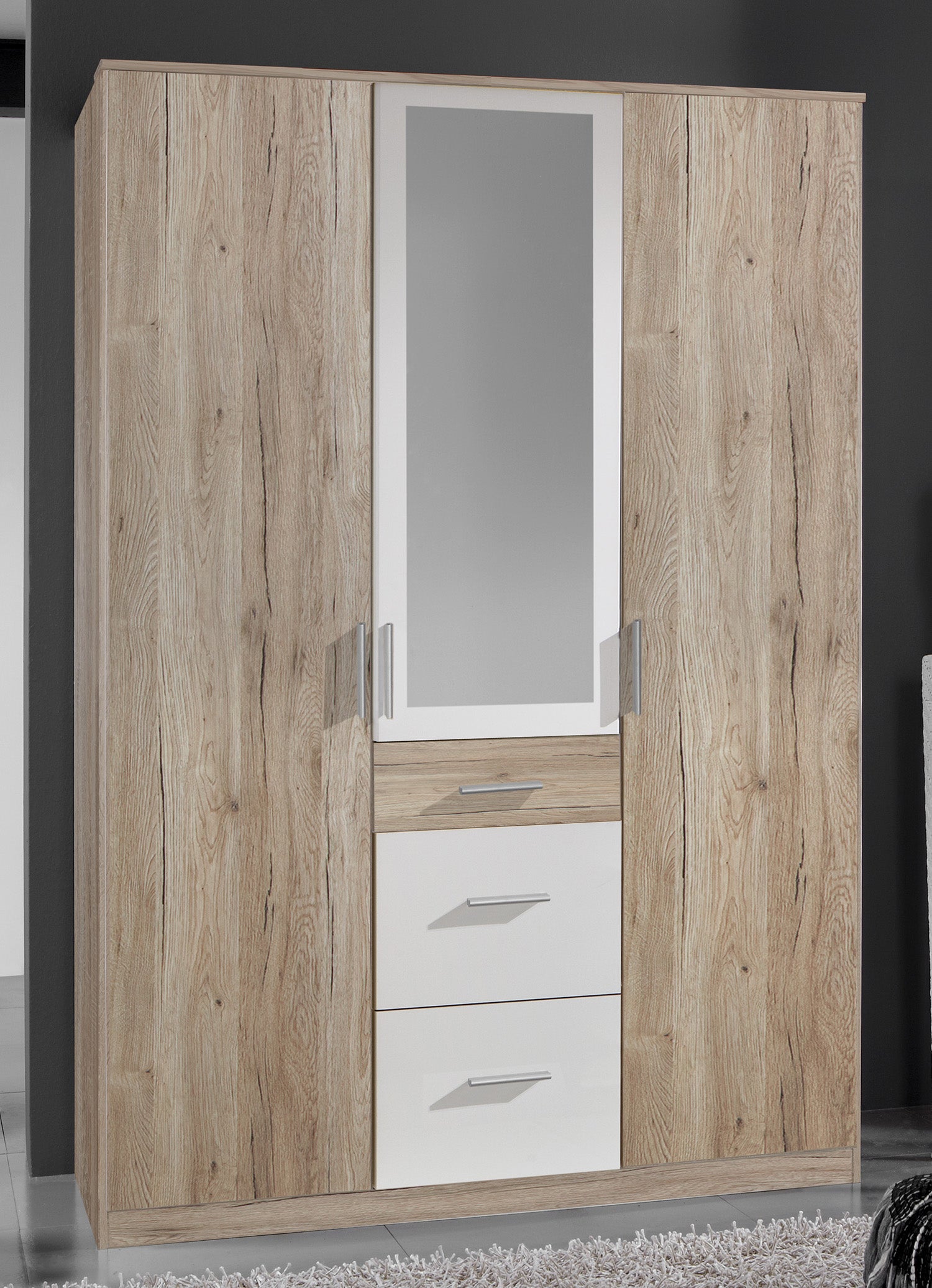Xonox.home - Armoire Miroir Prego 30x191x37 Cm - Blanc Brillant, Façade Miroir, 5 étagères, Modulable, Design Allemand - 10