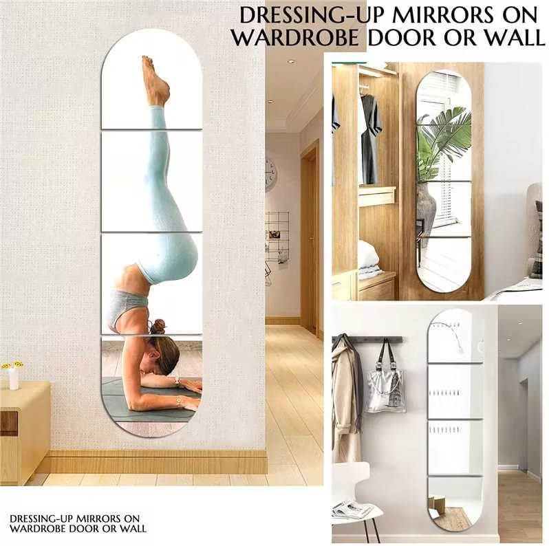 (Arqué 4 Pièces 30 x 30 cm)Longueur du Corps Miroir Murales en Acrylique, Idéal pour Maquillage, Porte, Chambre, Entree Maison - 2