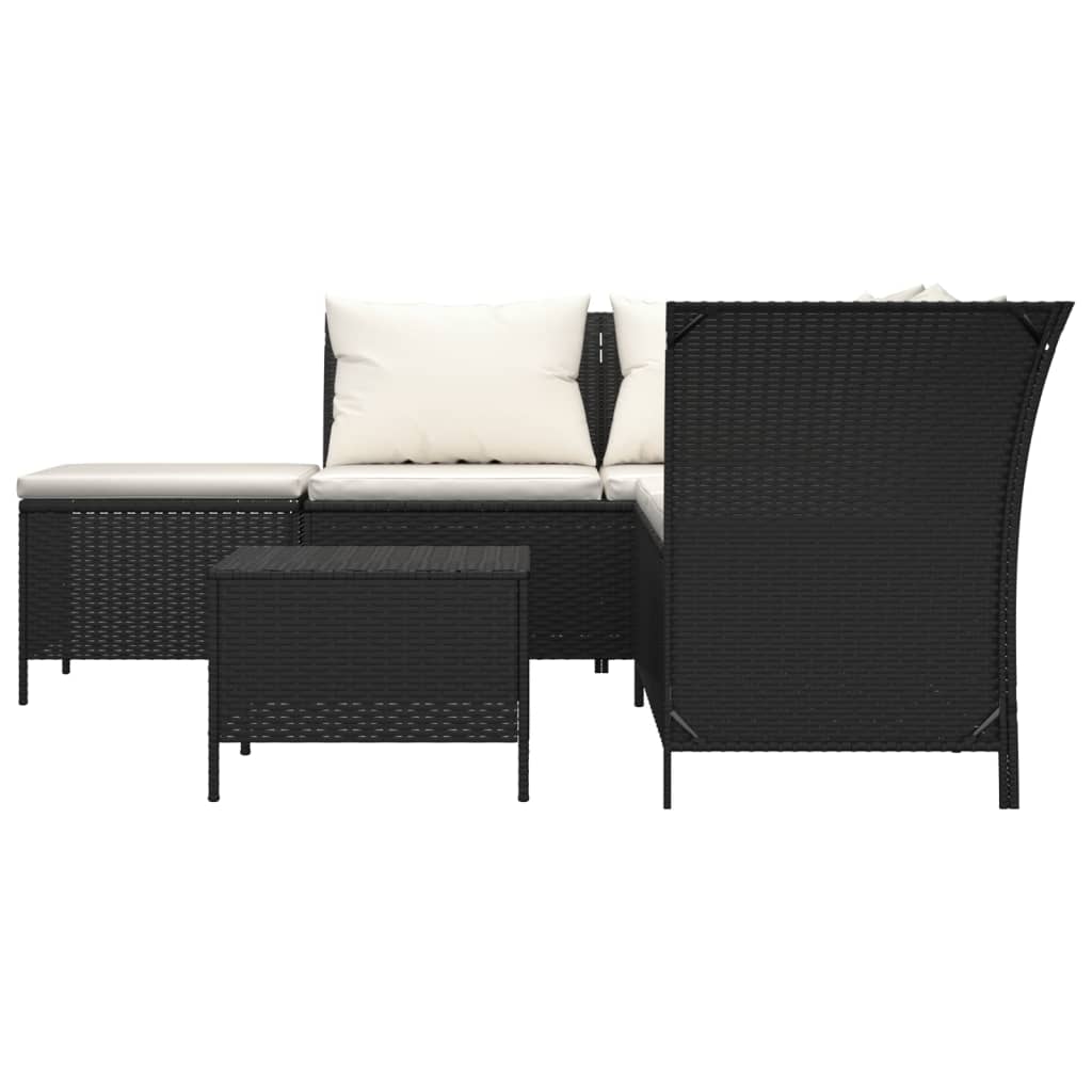 Maison Exclusive - Set Divani da Giardino 4 pz con Cuscini Nero in Polyrattan - 4
