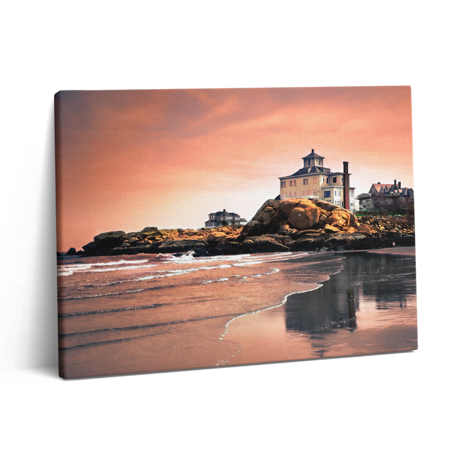 Horloge Murale Décorative Sur Toile 30x30 Cm - Côte, Mer, Coucher De Soleil - Coloray