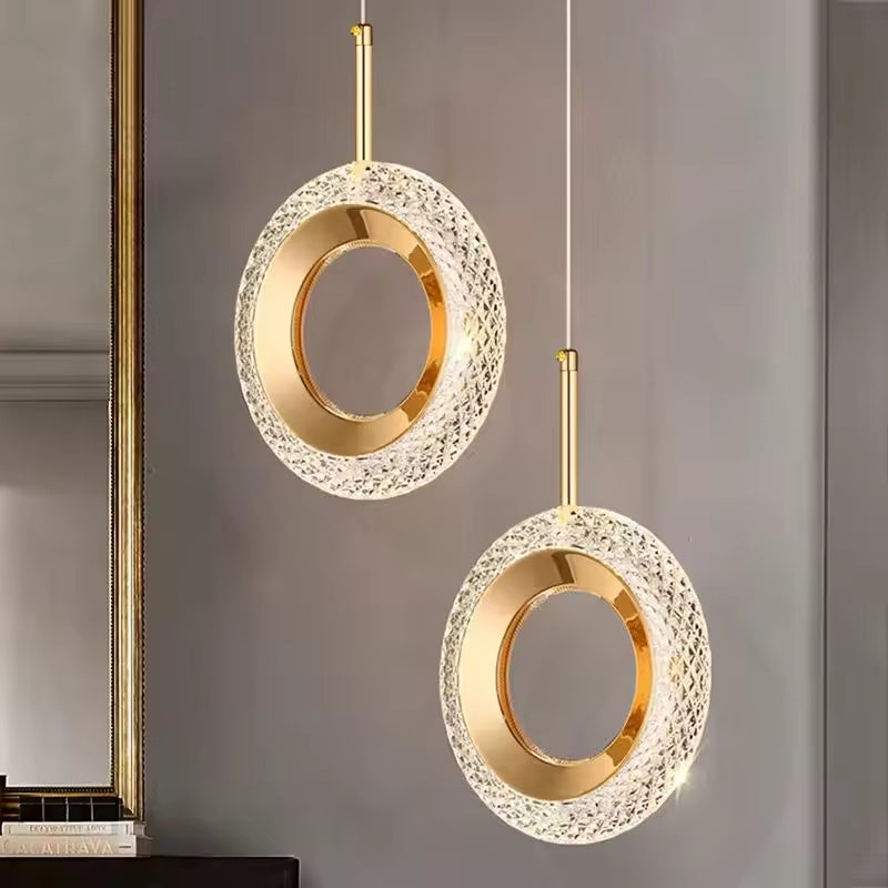 Nordic Ring Lampa wisząca LED Crystal, lampa sufitowa do wnętrz, dekoracja pokoju, do sypialni, salonu, nowoczesne żyrandole, 6500 K - 4