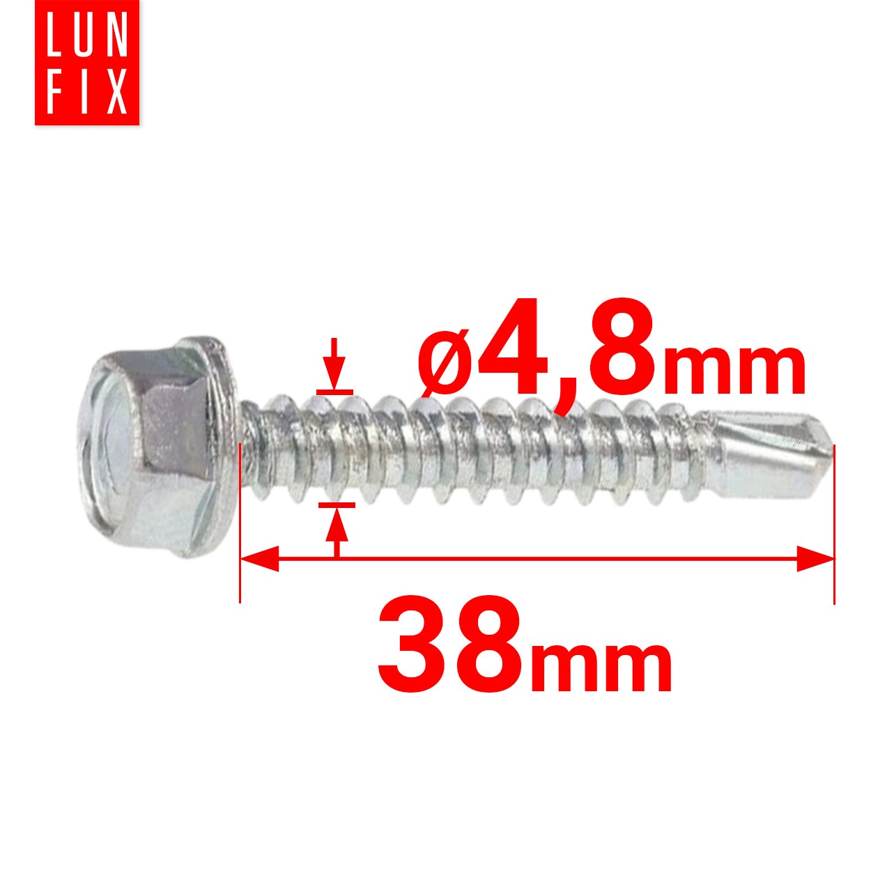 Wkręty do metalu samowiercące z łbem na klucz 4,8x38mm 500szt. - 2