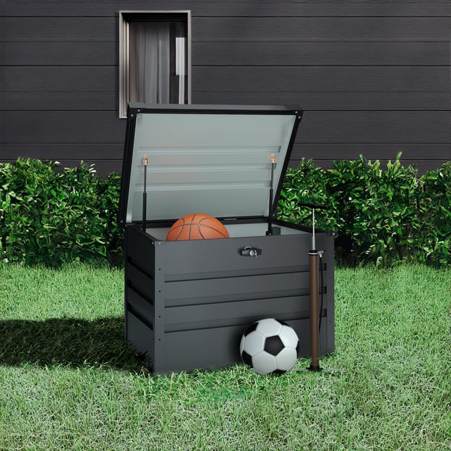 Coffre de rangement extérieur métal Multiflex 277L – 72x61x63cm – Ep. 0,40mm plus résistant - Serrure de sécurité avec clé – Gris anthracite