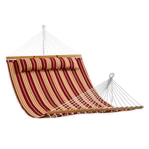 VEVOR Hamac double en tissu matelassé, hamac double 3,1 m avec barres d'écartement bois dur, hamac matelassé pour 2 personnes avec oreiller amovible