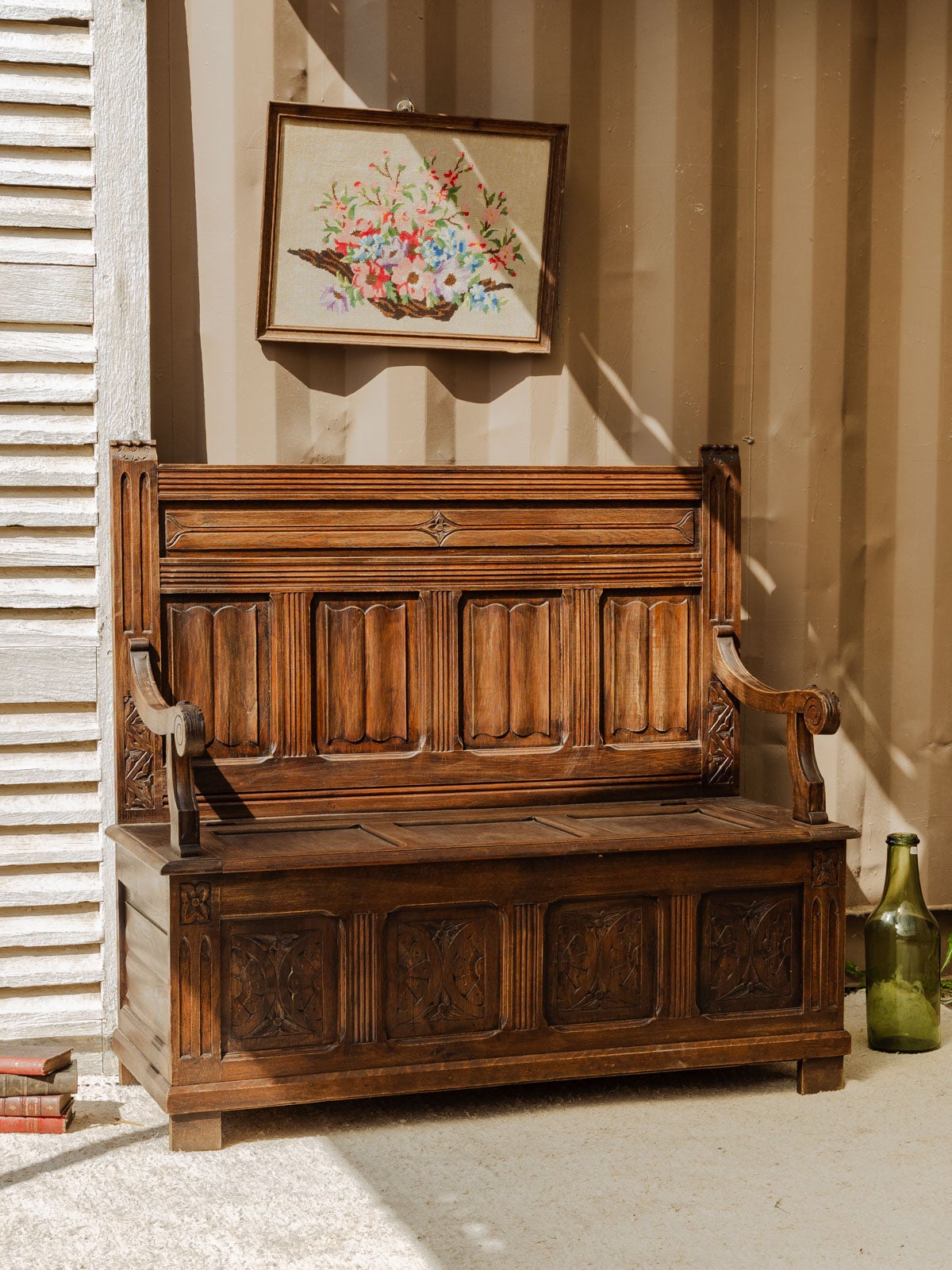 Banc coffre d'église en bois Antoine N°414 - 3