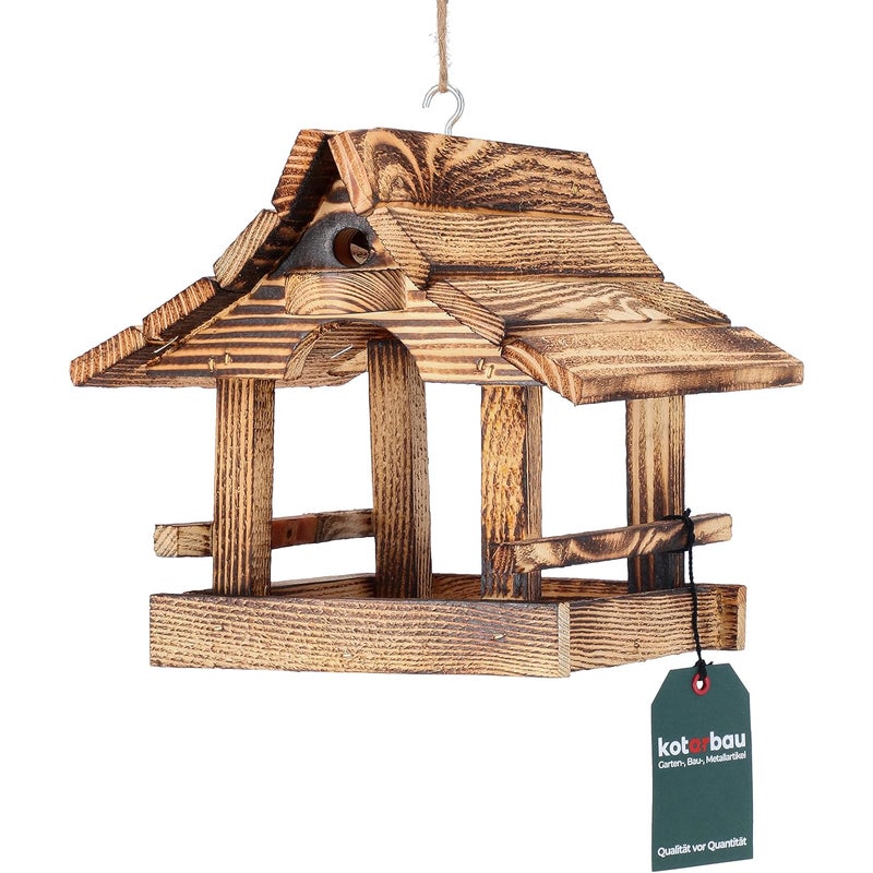 Karmnik dla ptaków budka domek dom drewniany wiszący naturalny opalany - KOTARBAU