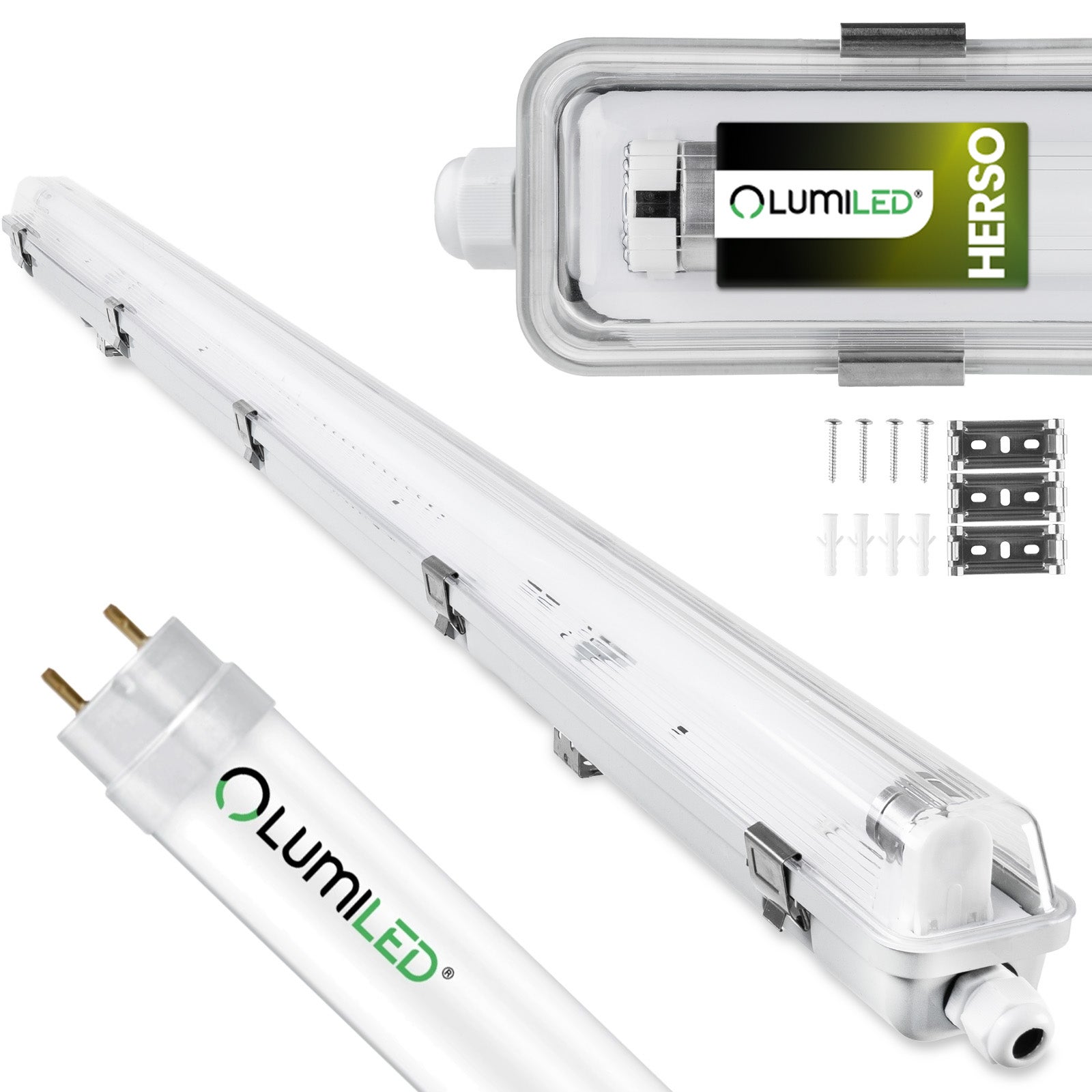 Oprawa Hermetyczna Lumiled LED z Odbłyśnikiem IP65 T8 Lampa 120cm do Garażu + Świetlówka LED 18W 4000K Neutralna biel
