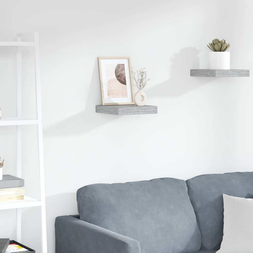 Étagère murale - Fixation invisible - MDF et métal - Gris béton - 23x23 ...